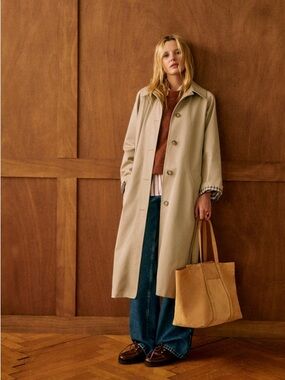 Sezane Taupe Clyde Trench Coat, size 44